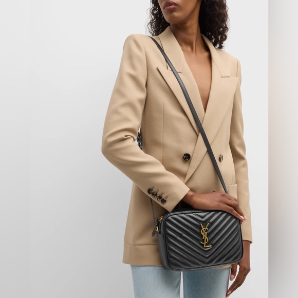 Saint Laurent Handbags - Saint Laurent Black Quilted Leather Camera Crossbody with Gold YSL